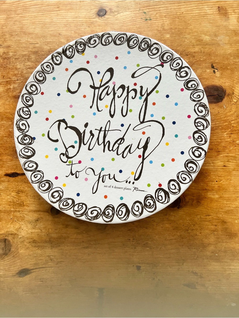 NIB Rosanna "Happy Birthday To You" Dessert Plates Boxed Set of 4